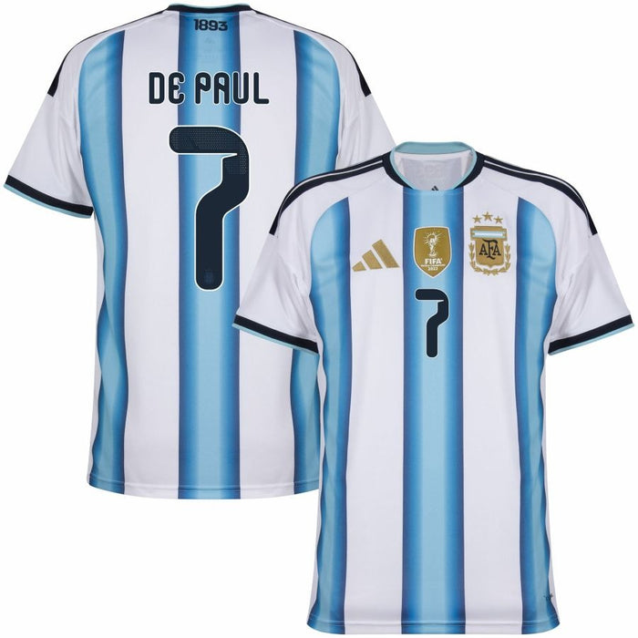 Maillot Argentine De Paul 3 étoiles Domicile Homme 2026 2027 Pas Cher - 90+3 | Maillot de Foot Pas Cher 2026 2027