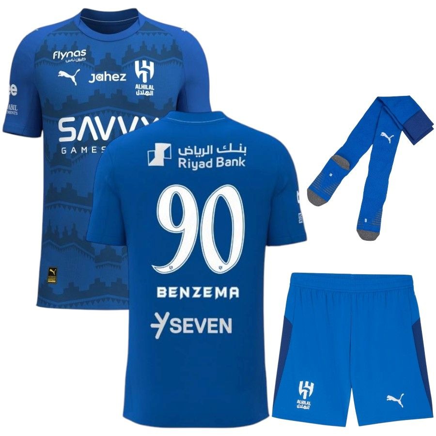 Maillot Al Hilal Benzema 2026 2027 Pas Cher Maillot Kit Enfant - 90+3 - Maillot de Foot Pas Cher