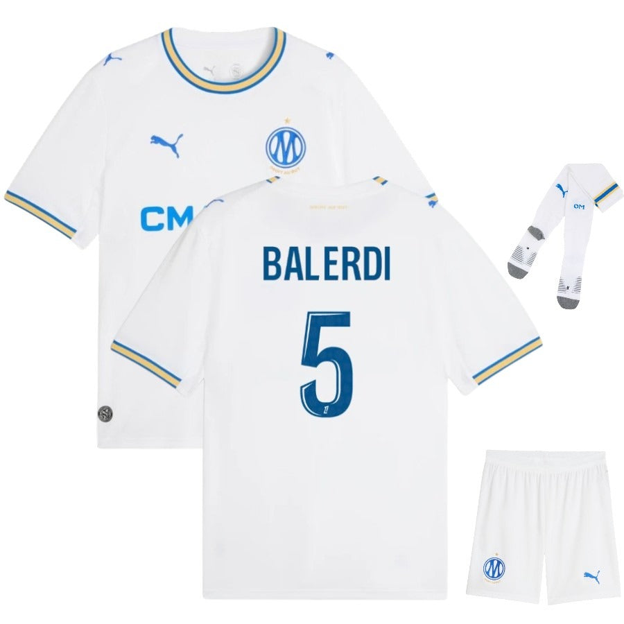 Maillot Marseille OM Balerdi 2026 2027 Pas Cher Maillot Kit Enfant - 90+3 - Maillot de Foot Pas Cher
