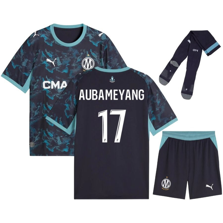 Maillot Marseille OM Aubameyang 2026 2027 Pas Cher Maillot Kit Enfant - 90+3 - Maillot de Foot Pas Cher