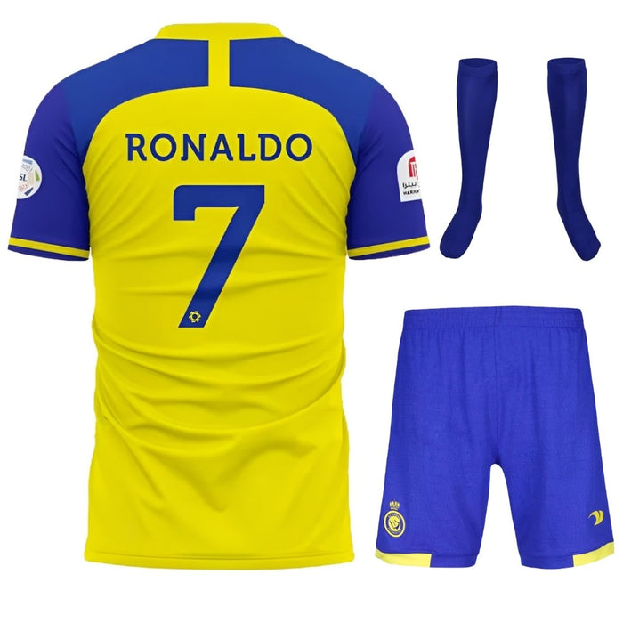 Kit Enfant Ronaldo Al Nassr 2026 2027 Pas Cher - 90+3 | Maillot de Foot Enfant Pas Cher 2026 2027