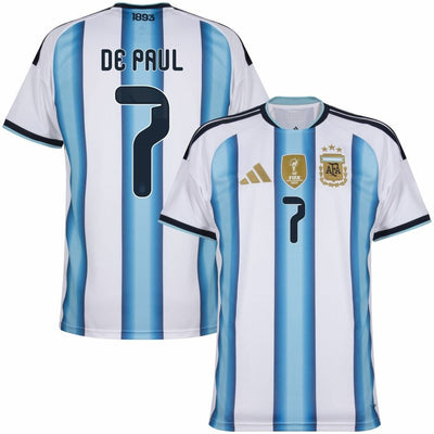Maillot Argentine De Paul 3 étoiles Domicile Homme 2026 2027 Pas Cher - 90+3 | Maillot de Foot Pas Cher 2026 2027