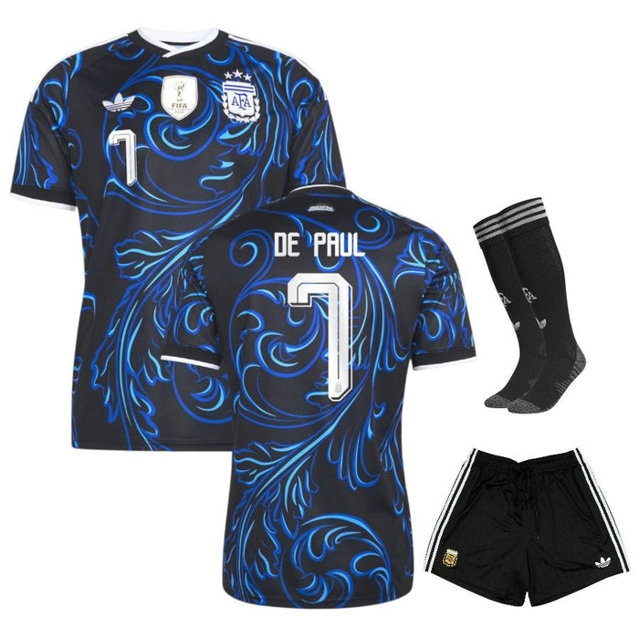 Kit Enfant Argentine De Paul 3 étoiles 2026 2027 Pas Cher - 90+3 | Maillot de Foot Enfant Pas Cher 2026 2027