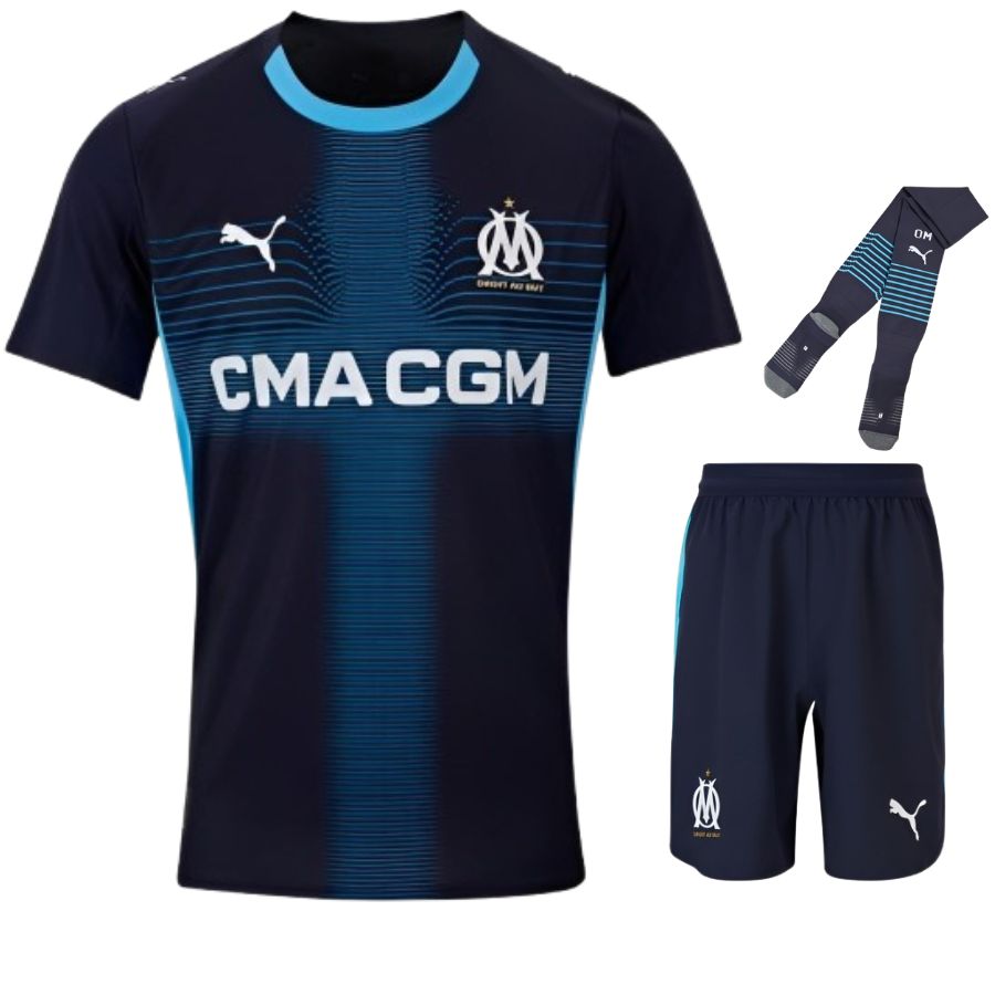 Maillot Marseille 2026 2027 Pas Cher Maillot Kit Enfant - 90+3 - Maillot de Foot Pas Cher